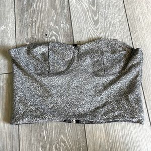 Strapless crop top silver sparkly